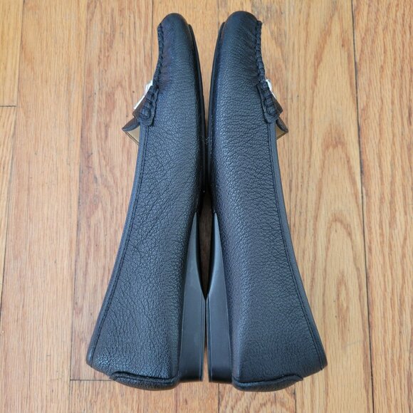 Michael Kors 8M Black Leather Loafers With Silver MK Logo Accent - Picture 11 of 11